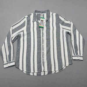 Orvis Classic Collection Linen Blend Top XL Long Sleeve Striped Button Down NWT